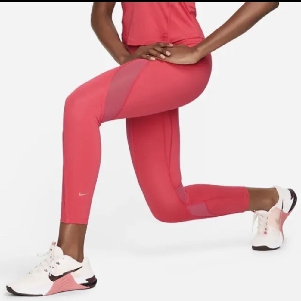 Nike Dri Fit 7/8 leggings Medium beautiful pink with mesh High Rise - Picture 5 of 13